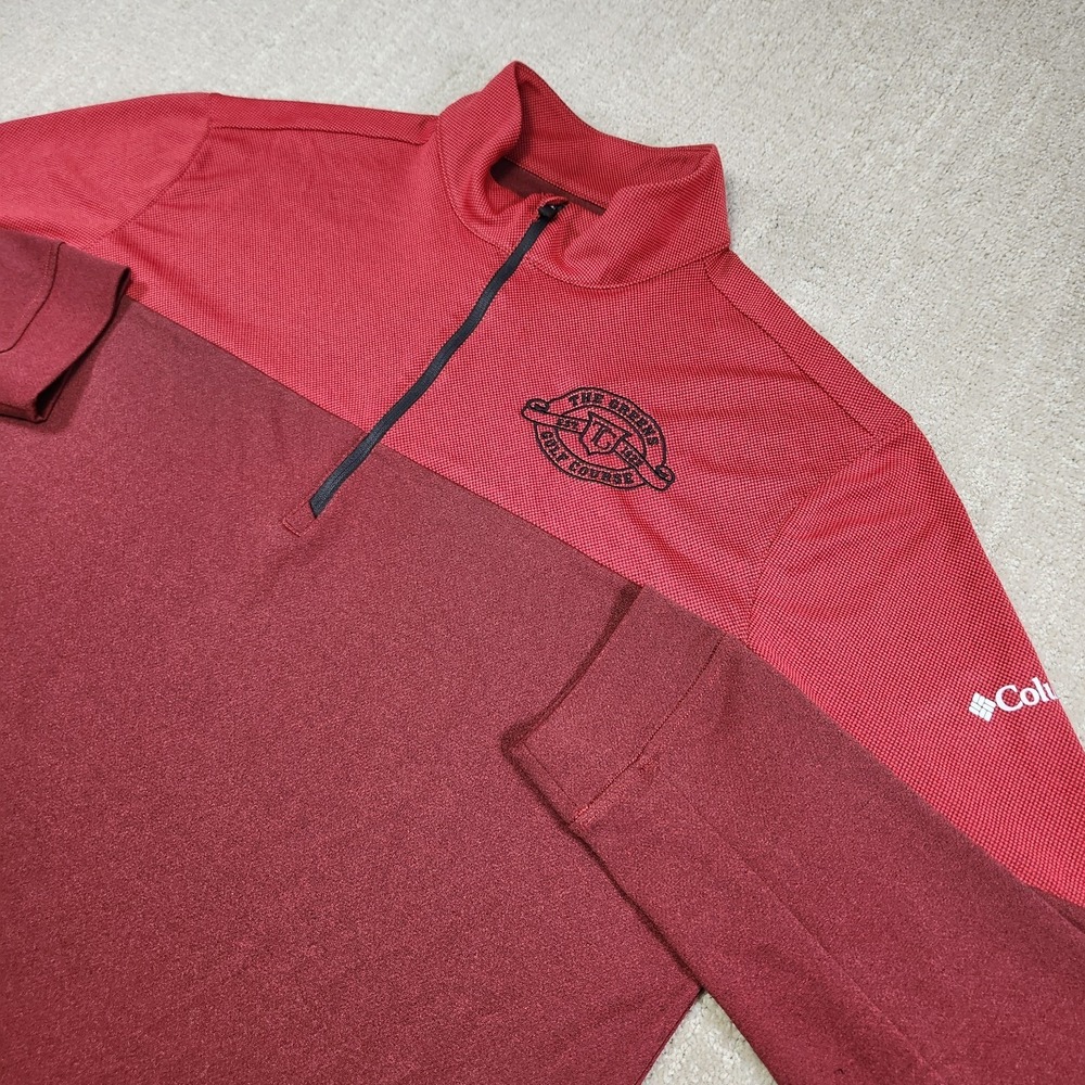 Columbia Golf Sweatshirt Men Large Performance 1/4 Zip Omni Wick The Greens Red